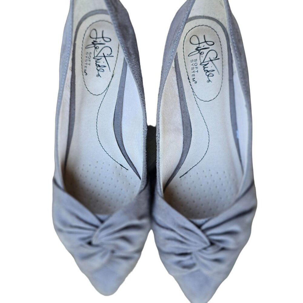 Life Stride Grey Quaid knotted slip-on flat Womens Soft System Fabric Upper Flat